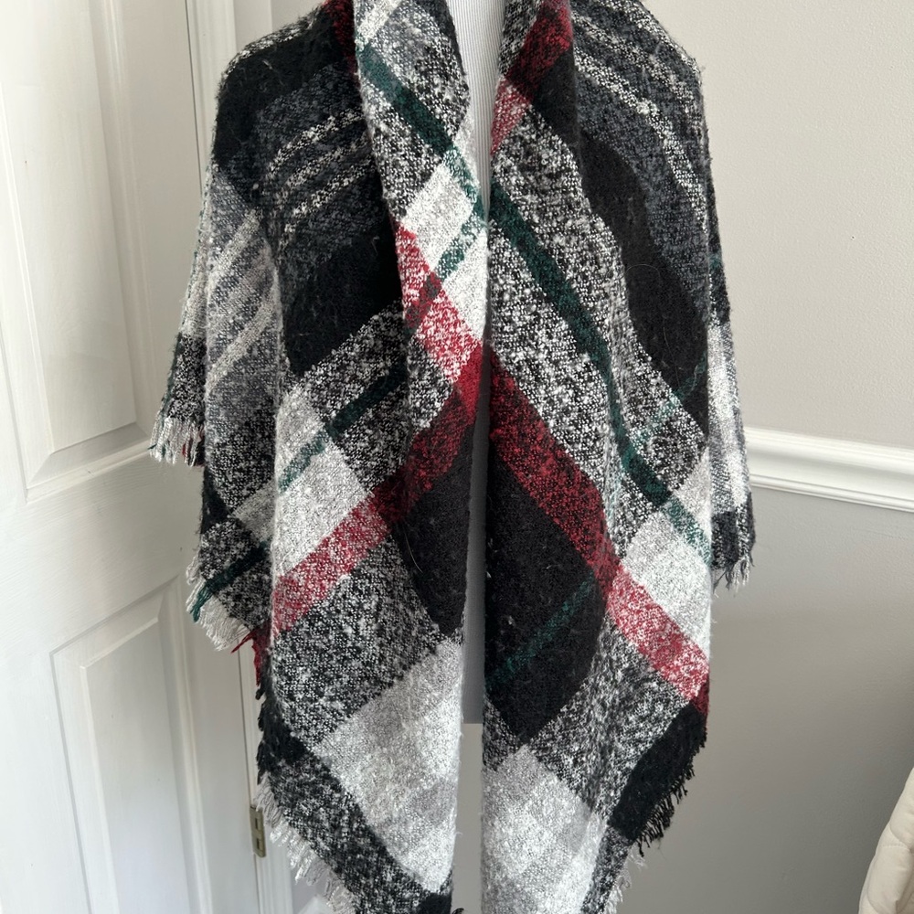 Simply Southern Soft Plaid Shawl - Black, Red, Green, White